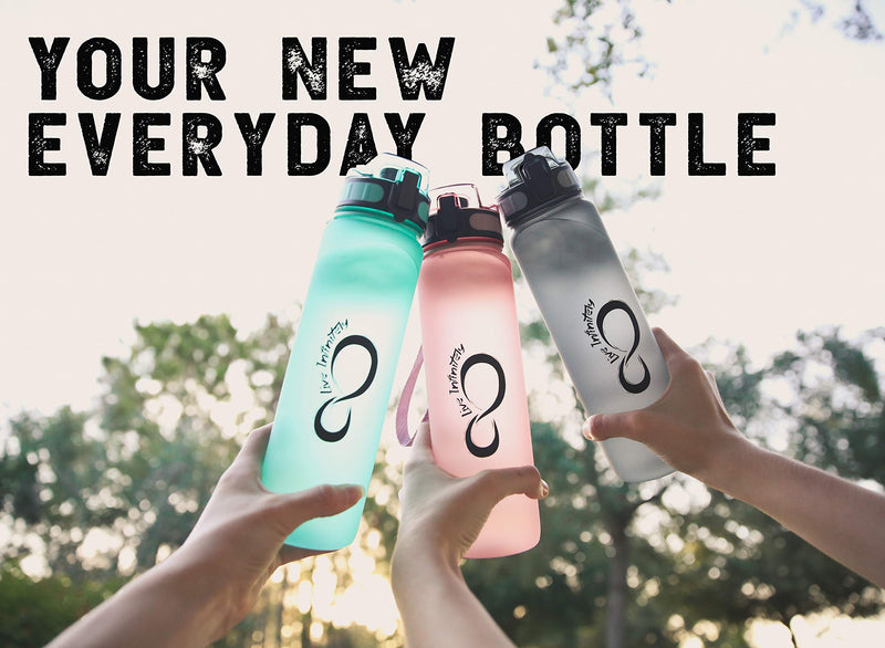 Live Infinitely 34 oz BPA Free Water Bottle with Time Marker, Fruit Infuser Screen & Shaker Blending Ball - Locking Flip Top Lid & Durable Rubberized Bottle Coating (Burgundy, 34 Ounce) Burgundy - BeesActive Australia