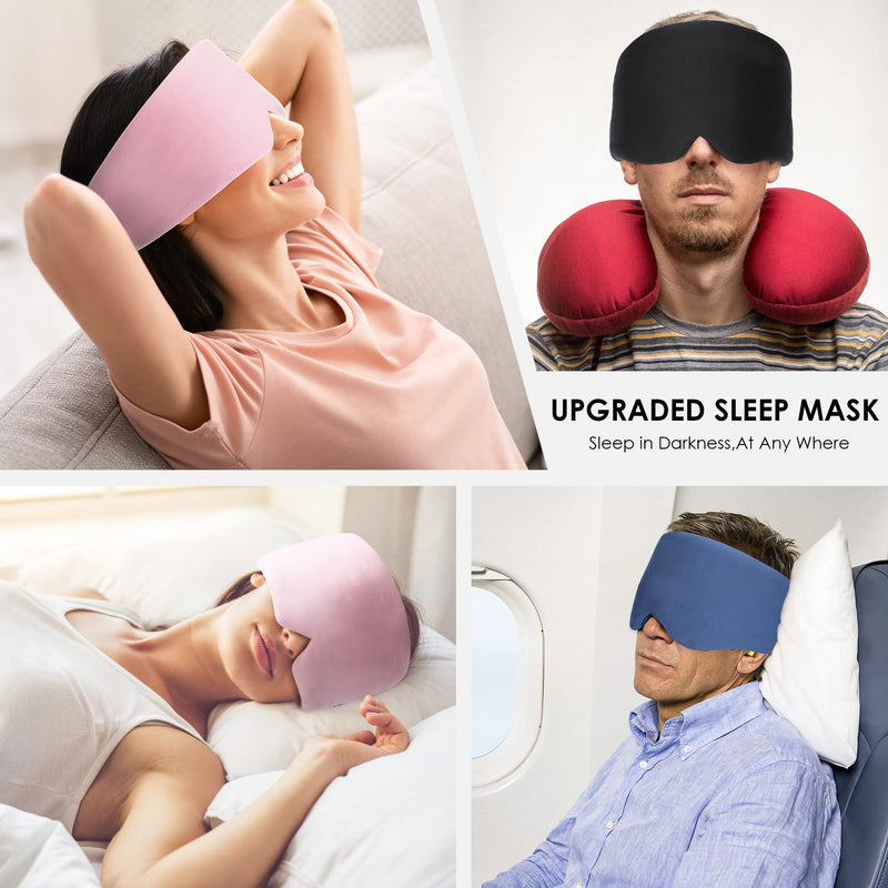 FRESHME Sleep Mask Blackout - Handmade Cotton Sleep Mask for Women Men Eye Mask for Sleeping Black Soft Eye Cover for Sleeping with Adjustable Veclro Breathable Eye Blindfold for Night Nap Travel - BeesActive Australia