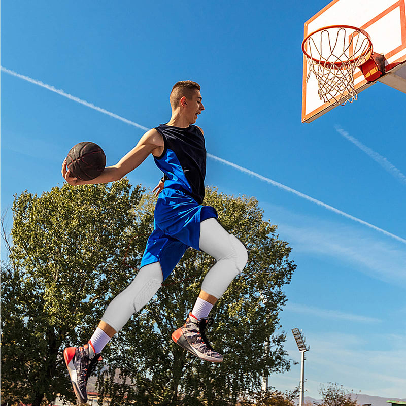 XL Knee Sleeve Honeycomb Kneepad Crashproof Antislip Basketball Volleyball Leg Knee Long Sleeve Protective Pad - 2 Packs White M - BeesActive Australia