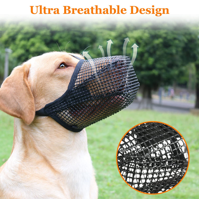 Dog Muzzle, Soft Mesh Muzzle for Small Medium Large Dogs Labrador German Shepherd, Breathable Adjustable Muzzles for Biting, Chewing, Scavenging and Poisoned Bait, Allows Panting and Drinking Black L - BeesActive Australia