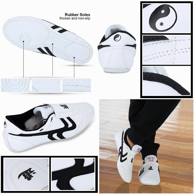 [AUSTRALIA] - Taekwondo Shoes Martial Arts Sneaker Boxing Karate Kung Fu Tai Chi Shoes Black Stripes Sneakers Lightweight Shoes 36 Red 