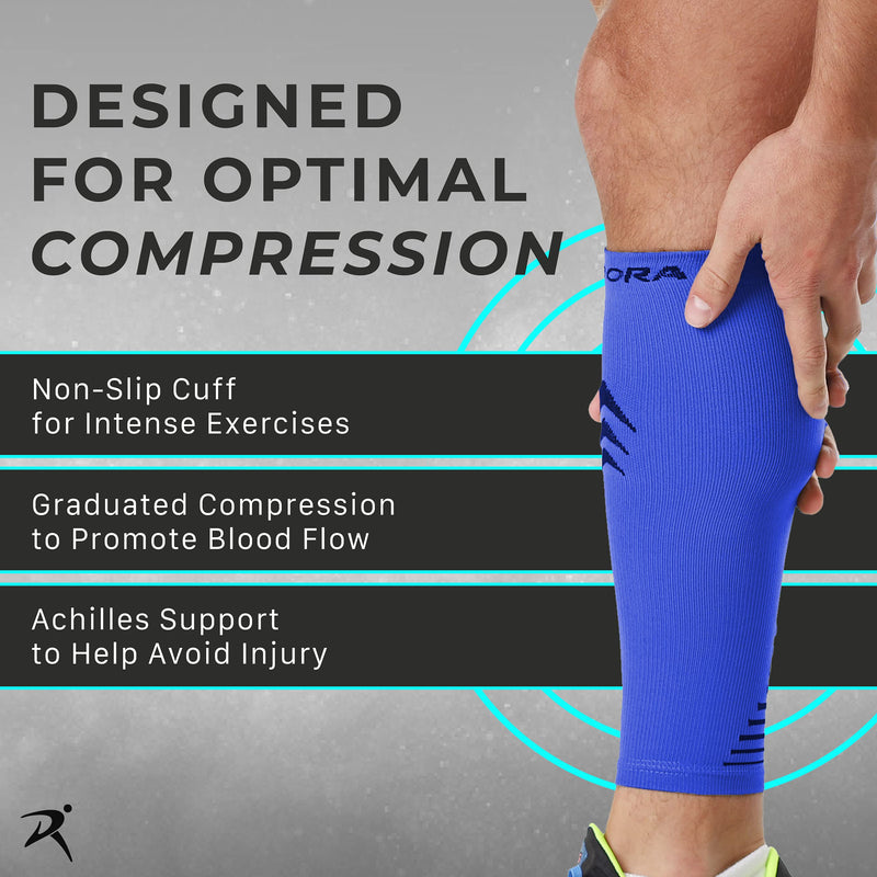 Rymora Leg Compression Sleeve, Calf Support Sleeves Legs Pain Relief for Men and Women, Comfortable and Secure Footless Socks for Fitness, Running, and Shin Splints – Black, Large (One Pair) - BeesActive Australia