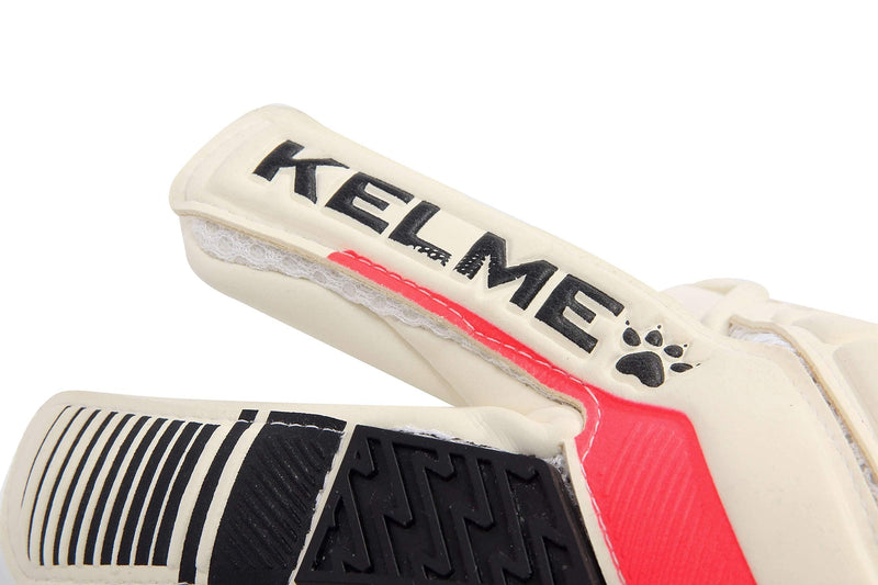 Kelme Soccer Goalkeeper Gloves  Indoor and Outdoor - Training, Match and Professional Goalie Gloves for Adults and Kids with Finger Protection White/Red Size 8 (Youth-Teen) - BeesActive Australia