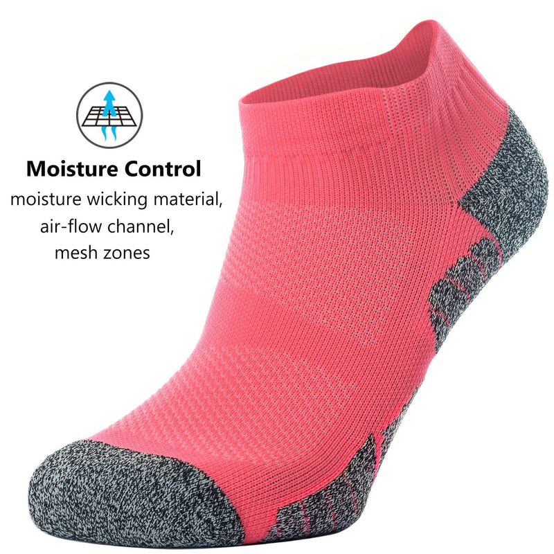 CWVLC Unisex Cushioned Compression Athletic Ankle Socks Multipack Medium 6-pairs (Charcoal2,watermelon2,white2) - BeesActive Australia