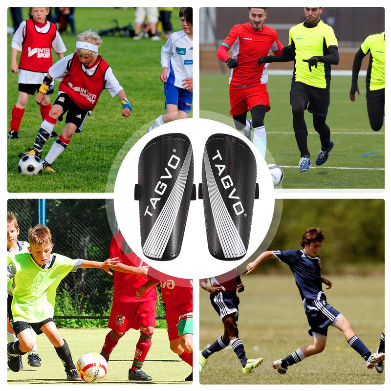 TAGVO Soccer Shin Guards, Kids Youth Lightweight Soccer Equipment with Adjustable Straps, Great Performance Soccer Shin Pads for Boys Girls Black Medium - BeesActive Australia