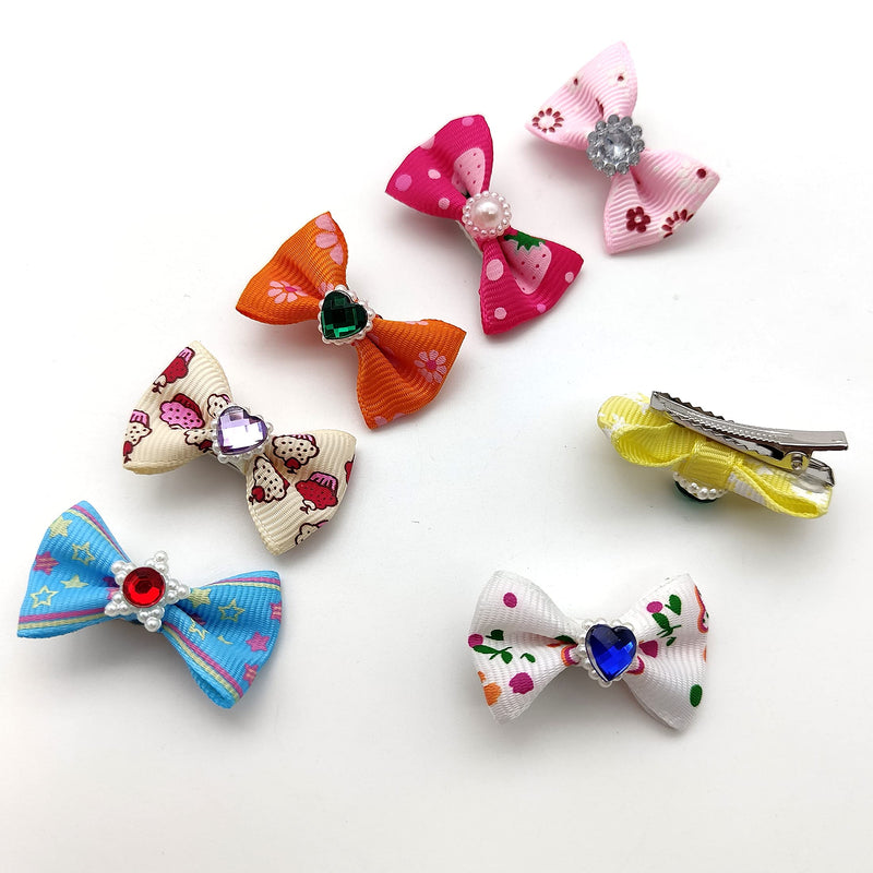 Puppy Small Dogs Hair Bows with Rhinestone Tiny 30 Pairs,Puppy Bowknot Hair Barrettes Bows Handmade Hair Accessories Pet Grooming Products,Hair Topknot Hair Clips Cat Puppy Party Birthday Christmas, - BeesActive Australia