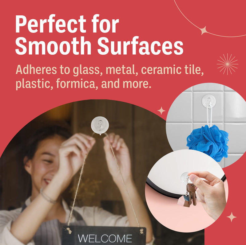 Suction Cup Hooks Wall Hooks for Hanging All Purpose Hook Wall Hangers Without Nails Heavy Duty Wall Hooks-Made in USA (3 lbs/ 6 Pack) 3 lbs* 6 Pack - BeesActive Australia