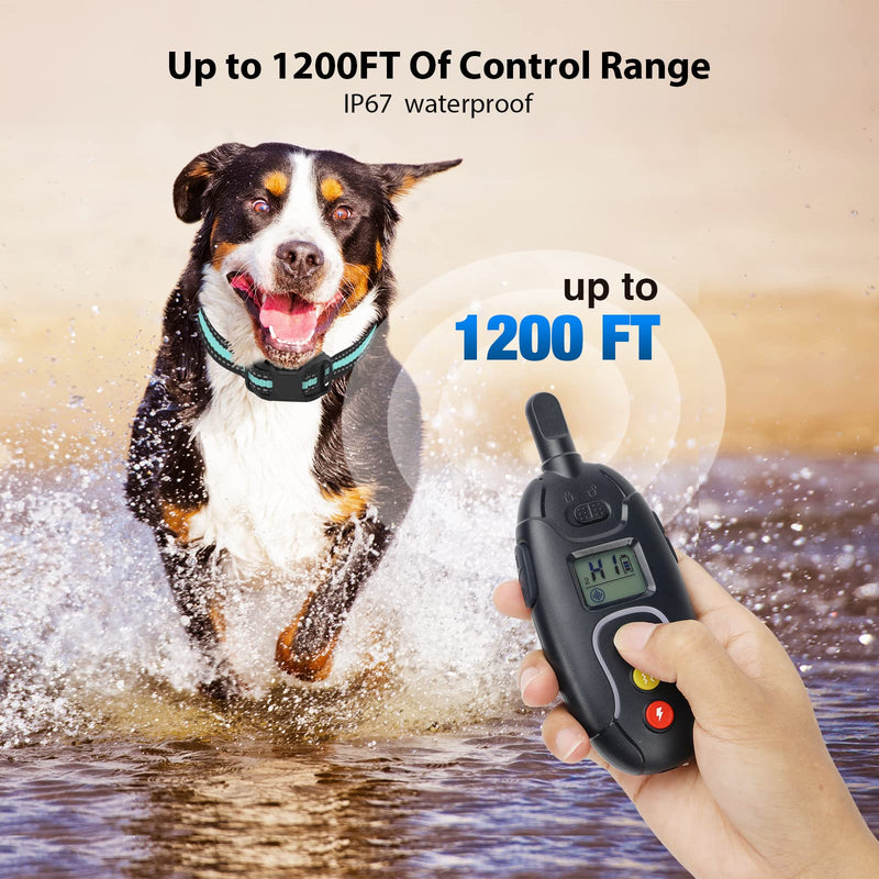 GHORA RS1 Dog Training Collar w/Remote 1200Ft Control Range, Dog Shock Collar 3 Modes, Beep, Vibration and Shock,Rechargeable Waterproof Trainer E-Collar ,for Small Medium Large Dogs( 8-150lbs) BLUE - BeesActive Australia