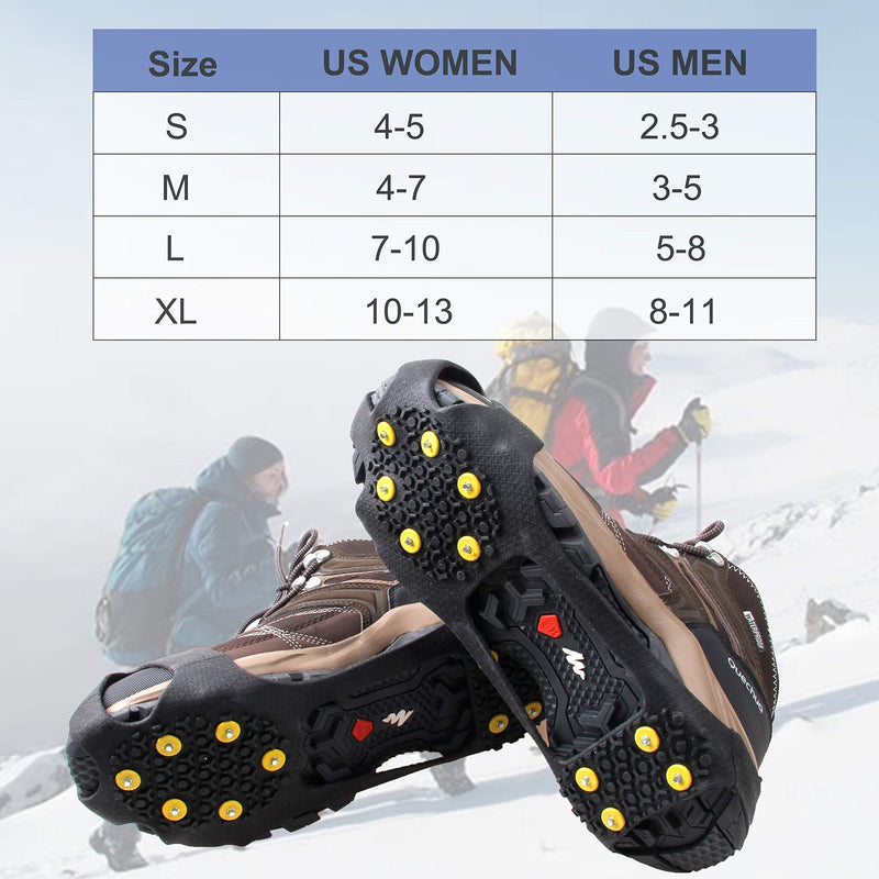 Shaddock Fishing Ice Cleats for Shoes Boots, Ice Snow Traction Cleats Over Shoe Boots Anti Slip Crampons Slip-on Stretch Footwear for Men Women Walking on Snow and Ice Medium(3-5 men/5-7 women) - BeesActive Australia