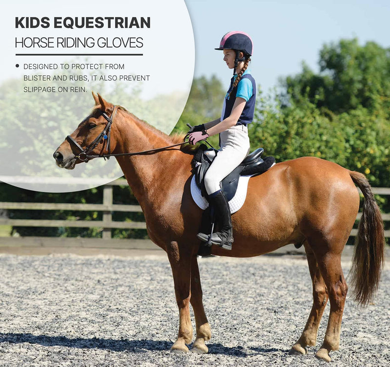 Amoy Kids Horse Riding Gloves Breathable Children Equestrian Horseback Anti-Slipping Boys & Girls Youth Outdoor Biking Cycling Sport Mitts Pink XL (Age 12-14) - BeesActive Australia