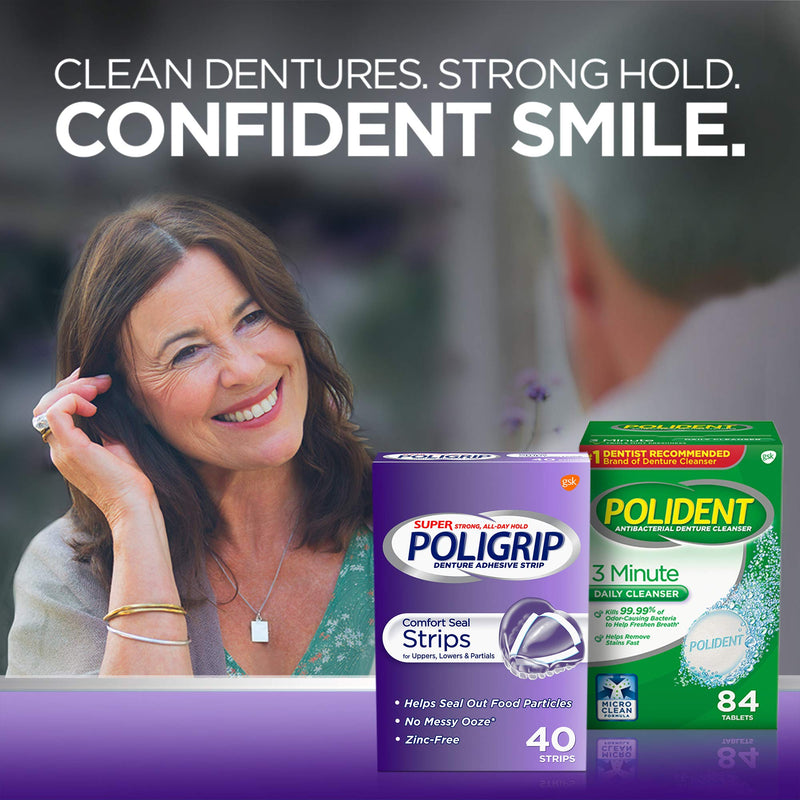 Super Poligrip Comfort Seal Denture Adhesive Strips, 40 Count(Pack of 4) - BeesActive Australia