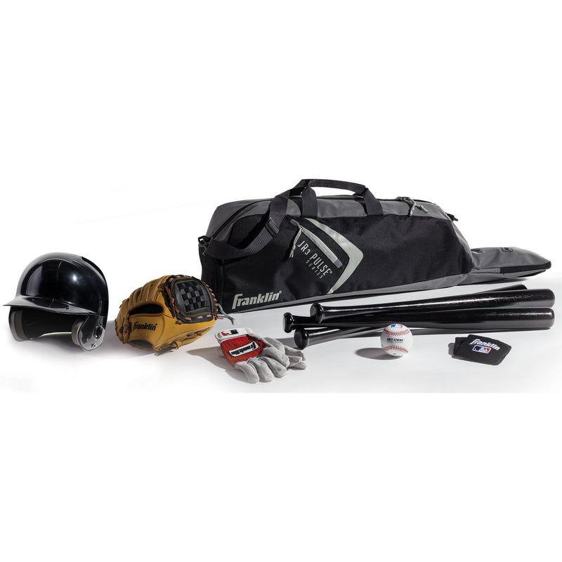 [AUSTRALIA] - Franklin Sports JR3 Pulse Sport Equipment Bag - Tote Bag for Baseball, T-Ball and Softball Equpiment - Holds Bat, Helmet, & Glove Black/Gray 
