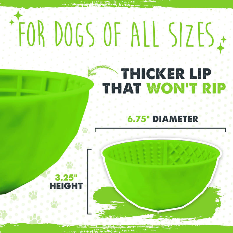 Mighty Paw Dog Lick Bowl | Interactive Slow Feeder Puzzle for Anxiety, Calming and Boredom. Wobbles Or Stays Put. Works W/ Soft Food & Supports Oral Health. Dishwasher Safe BPA Free Silicone Green - BeesActive Australia