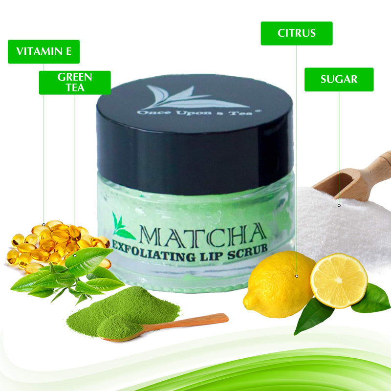 Exfoliating Green Tea Matcha Sugar Lip Scrub, Hydrating Treatment for Dry, Chapped & Cracked Lips, Best Peeling Solution For Plump, Younger Looking Lips, Lip Polish - BeesActive Australia