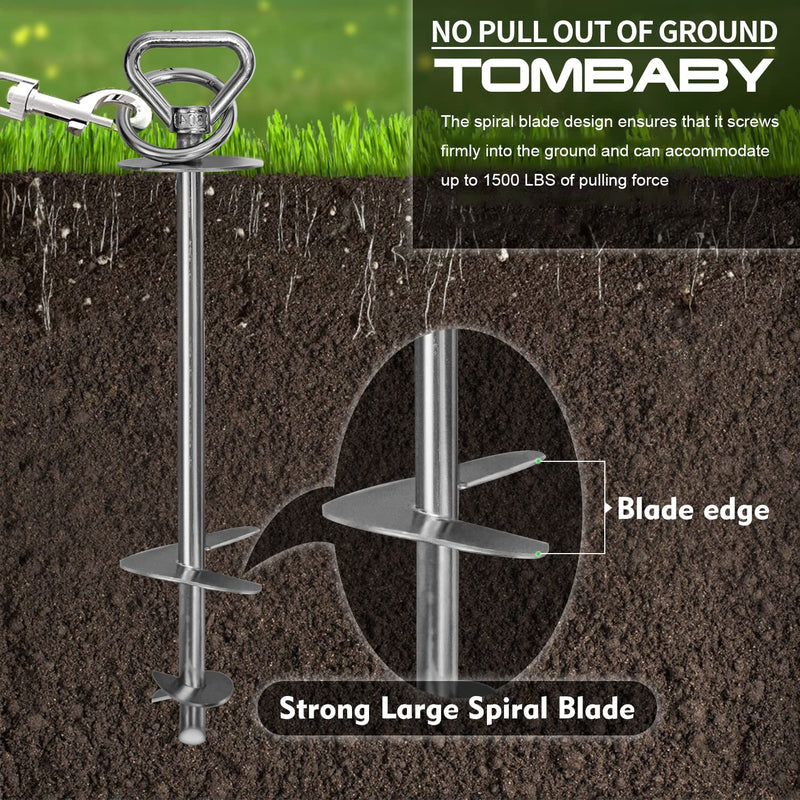 Dog Tie Out Stake-Heavy Duty Quality Dog Stakes,Dog Stake Accommodates 2 Large Dogs,Dog Run Allows Dogs Up to 200lbs to Be Free and Safe On/Camping/Beach/Yard（with Brushe/Stainless Steel Carabiner） - BeesActive Australia