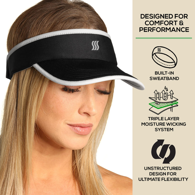 SAAKA Sport Visor for Women. Soft, Stretchy, Lightweight & Adjustable. Running, Tennis, Golf & Sports. Black - BeesActive Australia