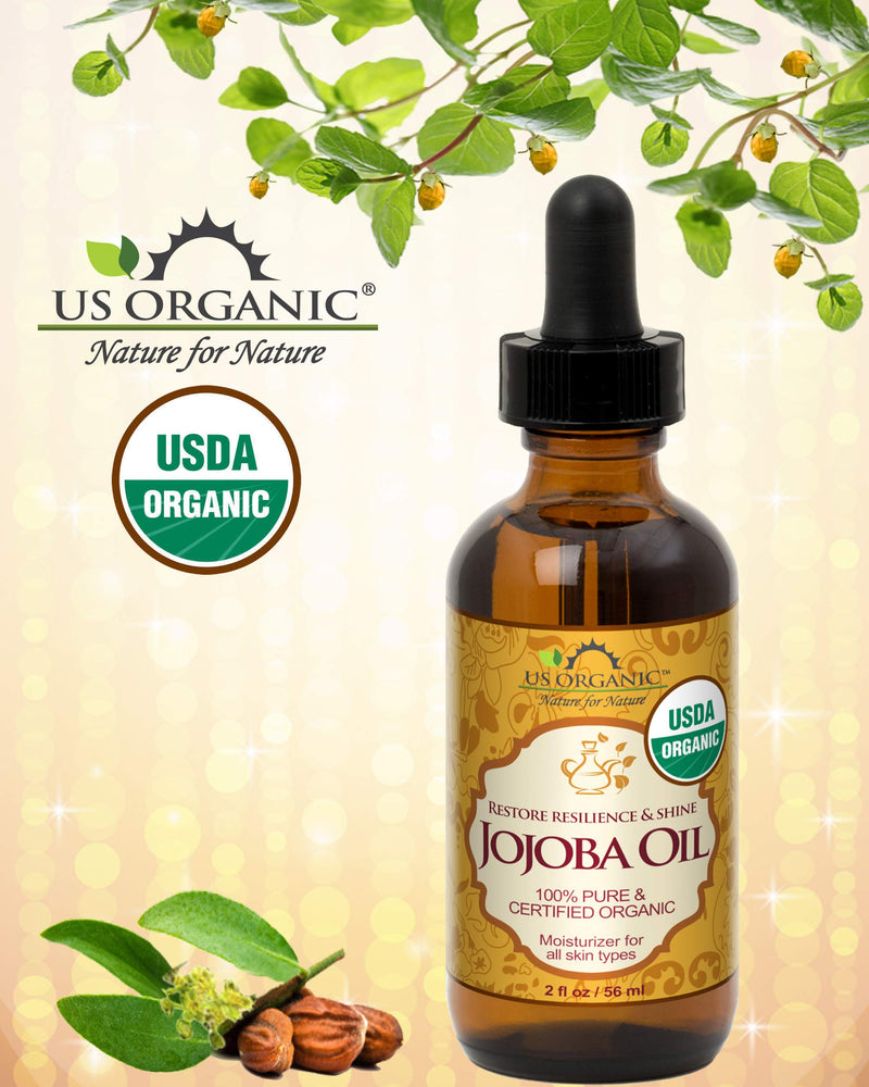 US Organic Jojoba Oil, USDA Certified Organic,100% Pure & Natural, Cold Pressed Virgin, Unrefined, Haxane Free (Small (2oz, 56ml)) 2 Fl Oz (Pack of 1) - BeesActive Australia