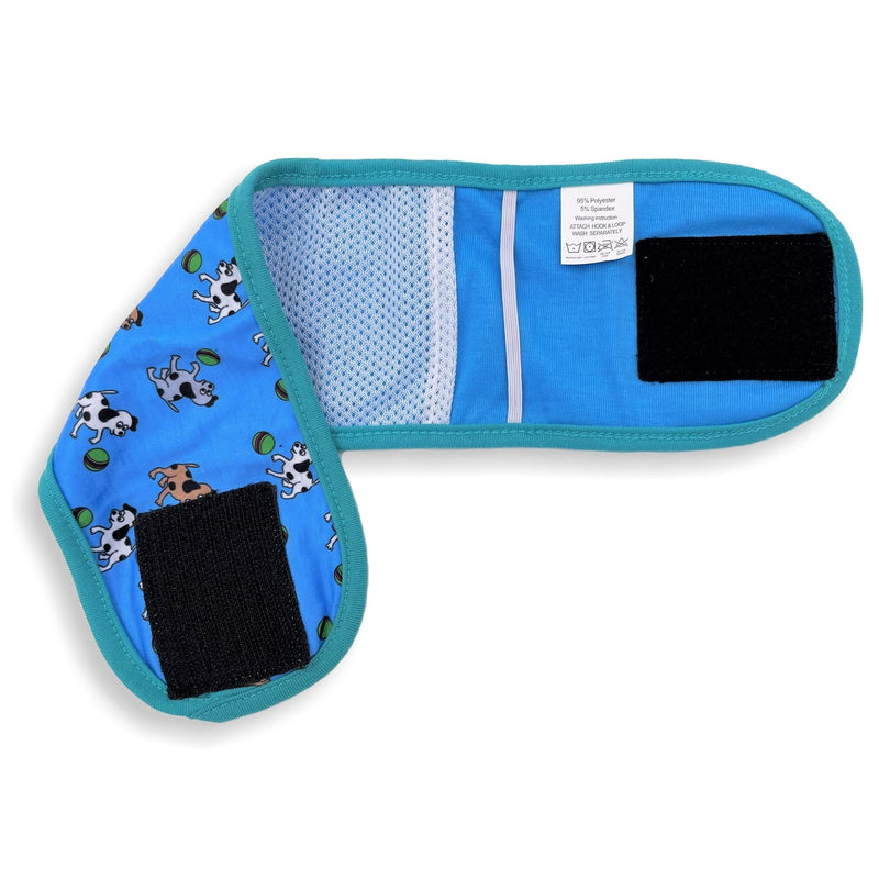 FUNNYDOGCLOTHES Pack of 3 or 9 Dog Belly Band Puppy Diapers Male Boy Belly Wrap Reusable Washable for Small Dog Breeds M: Waist 13" - 15" Pack of 3 - Teal Trim - BeesActive Australia