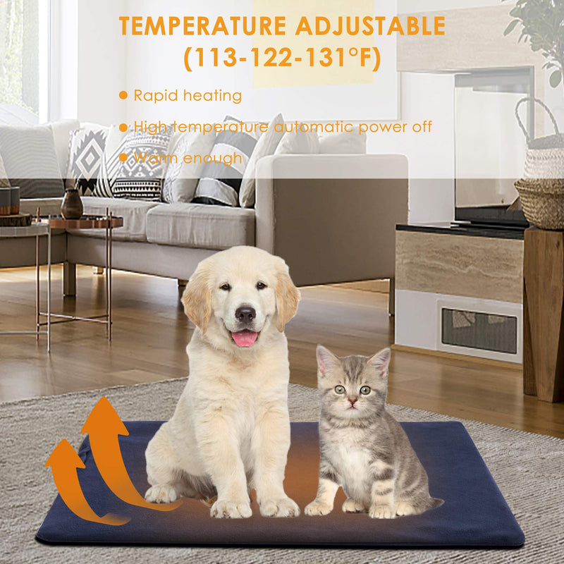 Pet Heating Pad for Dogs Cat Heating Pad with Timer,Temperature Adjustable Electric Heated Cat Dog Bed Waterproof Heated Pet Bed Mat Cat Warming Pad M:22Wx18L - BeesActive Australia