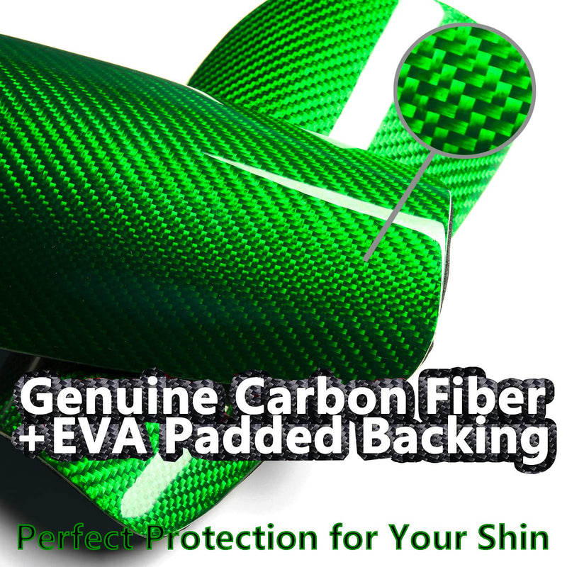 Carbon Fiber Soccer Shin Guards, with Portable Carrying Case and Sleeves, Super Strong, Ultra Light, Shock Resistance, Air Permeability, Suitable for Adult, Youth, Kid, Effective Protection green+sleeves Large - BeesActive Australia