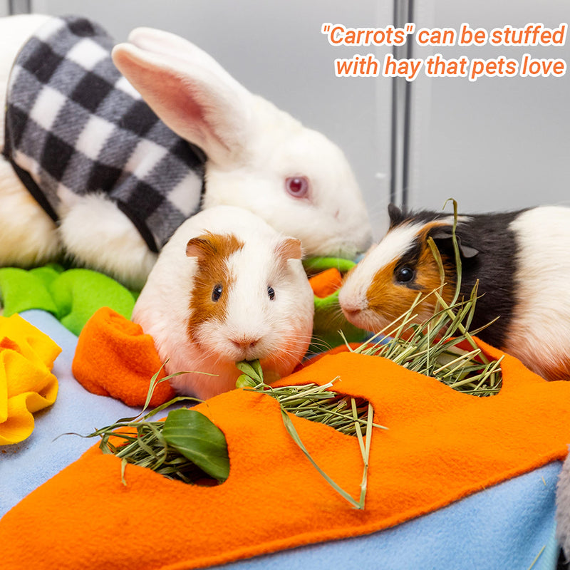 Rabbit Hay Feeder - Interactive Funny Polar Fleece Pet Foraging Mat Indoor for Guinea Pig Bunny Chinchillas Hamster Ferrets Small Aniamls - Anti Slip Feeding Mat Treat Dispenser Machine Washable - BeesActive Australia