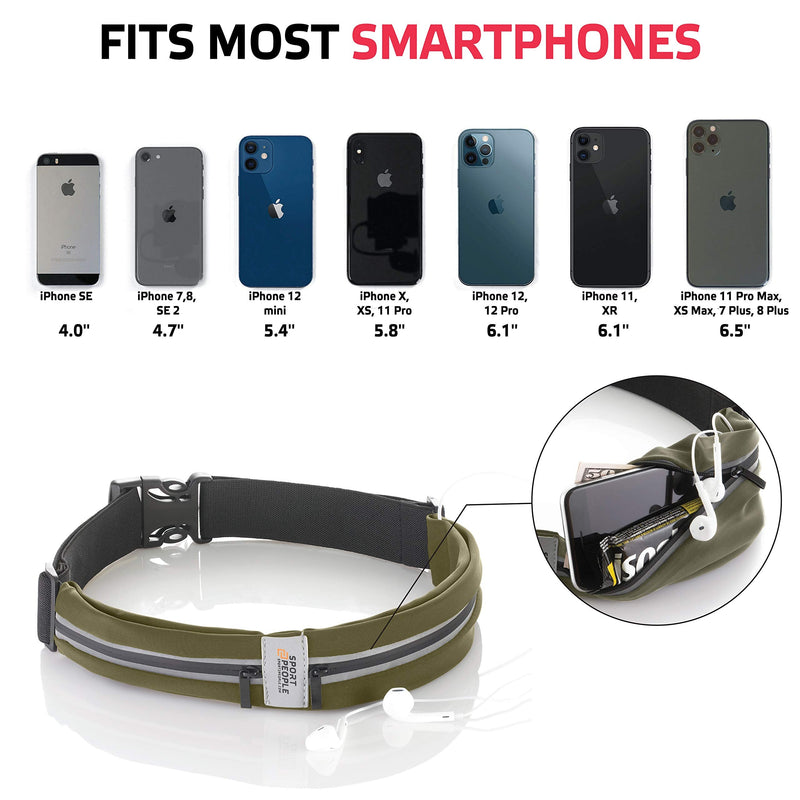 sport2people Running Belt for Men & Women, Phone Holder for Running, Reflective Running Gear, Running Fanny Pack for Women & Men, Cell Phone Holder, Running Waist Packs, Money Belt, Travel belt (Army Green) Army Green - BeesActive Australia
