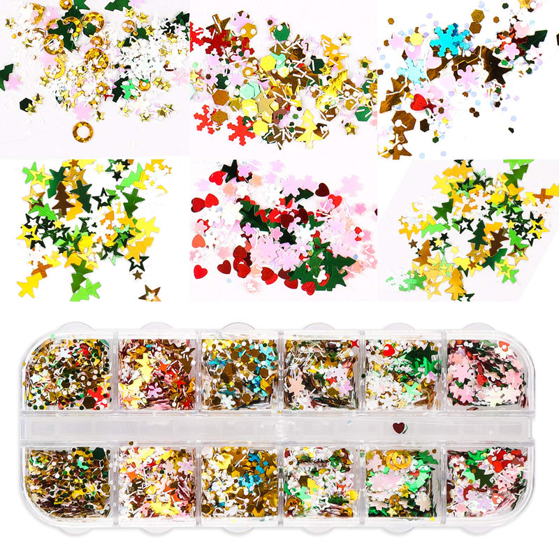 24 Boxes 3D Snowflake Winter Nail Sequins - Snowflake Nail Glitter Manicure, Xmas Nail Art Stickers for Winter, Nail Stickers for Holiday Party - BeesActive Australia