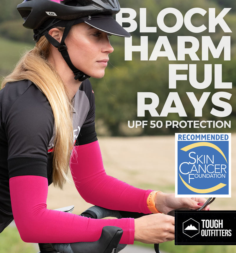 Tough Outdoors Sun Protection Arm Sleeves for Men & Women - UV Sleeves - Sun Sleeves for Golf - Cycling - Football Sleeves OSFM Hot Pink - 1 Pair - BeesActive Australia