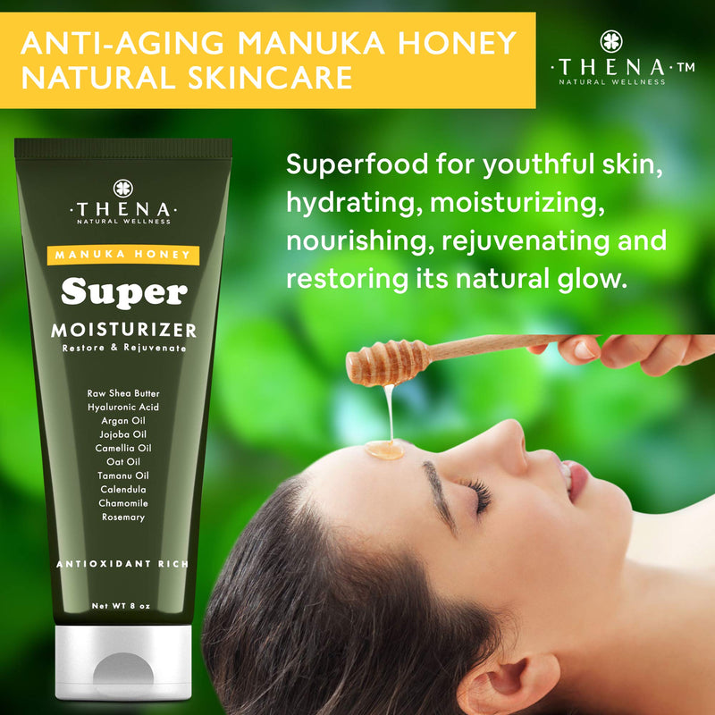 Manuka Honey Cream Moisturizer With Hyaluronic Acid, Soothes Hydrates Repairs Dry Skin Hands Face Body Lotion For Women Men All Natural Anti Aging Hydrating Organic Skin Care Products - BeesActive Australia