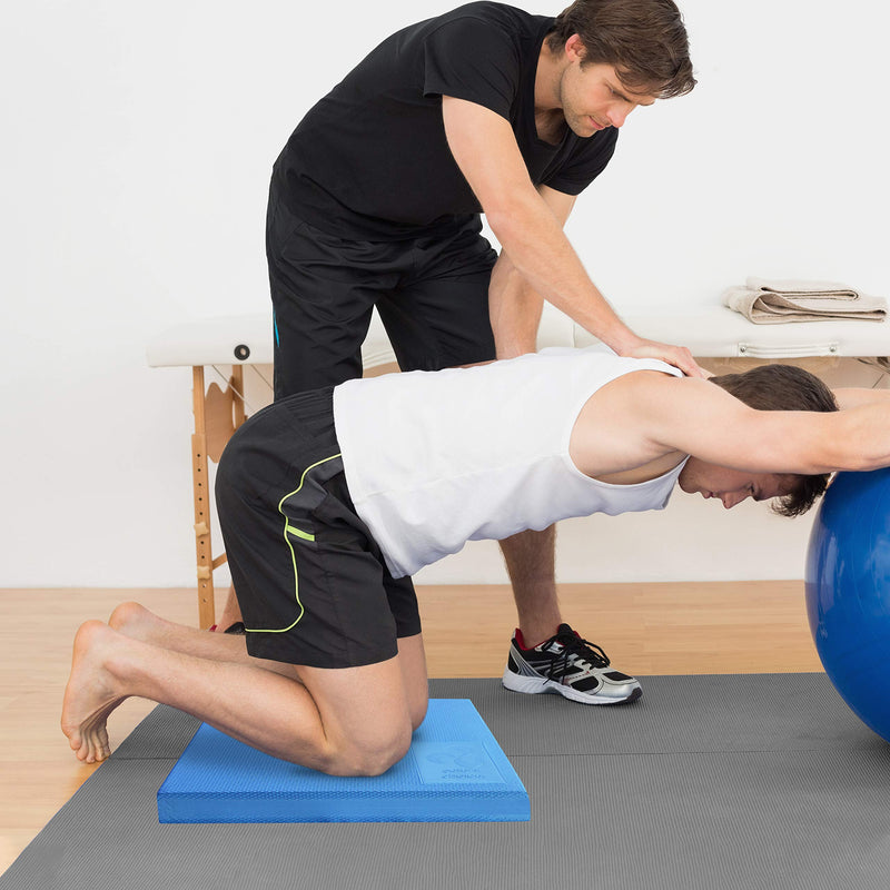 Physical Therapists Recommended Foam Balance Pad - FREE Stretching Strap & BONUS eBook | Balance Pads for PT Rehab & Ankle Recovery, Lower Back/Knee Pain | Wobble Board Cushion for Strength Blue XL - BeesActive Australia