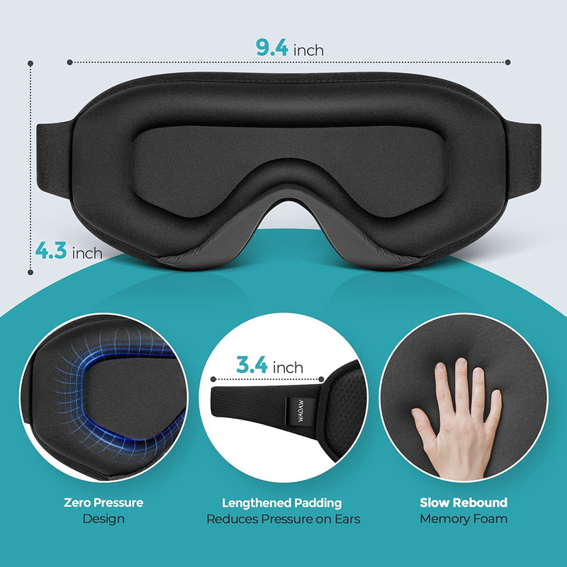 WAOAW Sleep Mask for Women Men, Eye Mask Sleeping of 3D Light Blocking Blindfold(Black) Black - BeesActive Australia