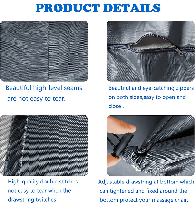 COOSOO Full Body Shiatsu Massage Chair Cover Waterproof Dustproof Protector Cover Universal Zero Gravity Single Recliner Chair Cover Folding with Zipper (160 x 100 x 140cm/63 x 39 x 55inch, Black) 160 x 100 x 140cm/63 x 39 x 55inch - BeesActive Australia