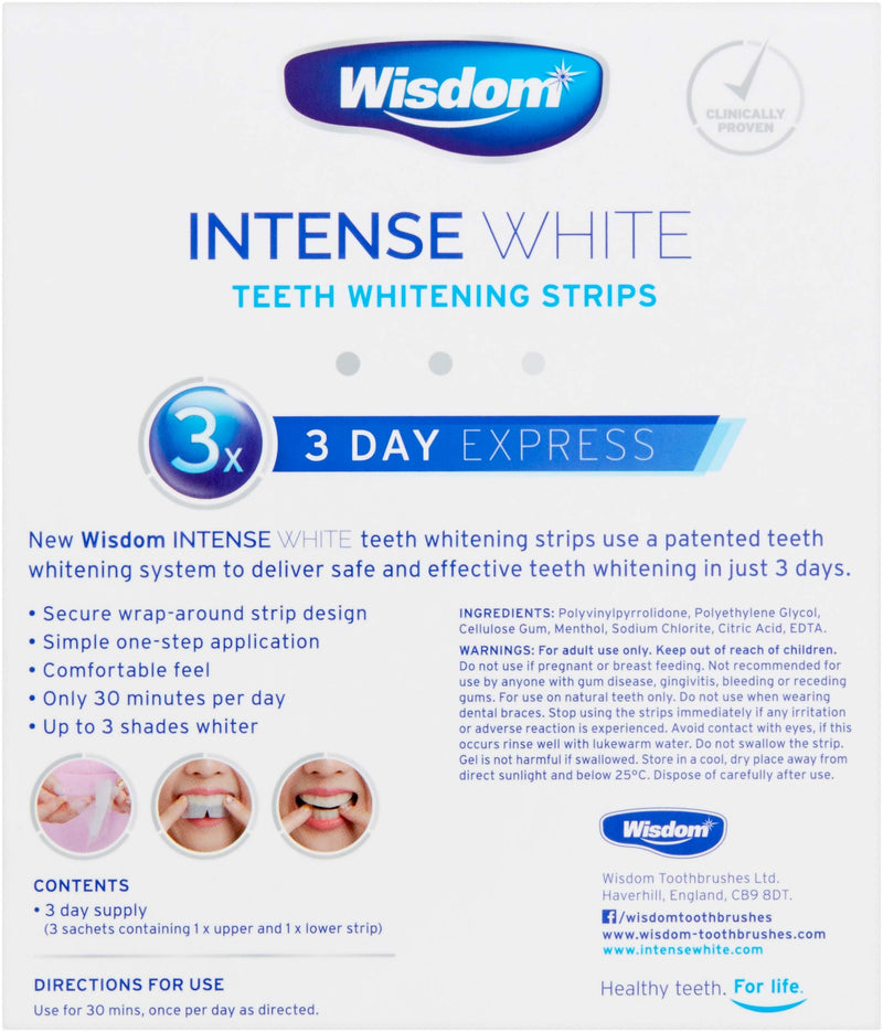 Wisdom Intense White – 3 Day Express Teeth Whitening Strips - BeesActive Australia