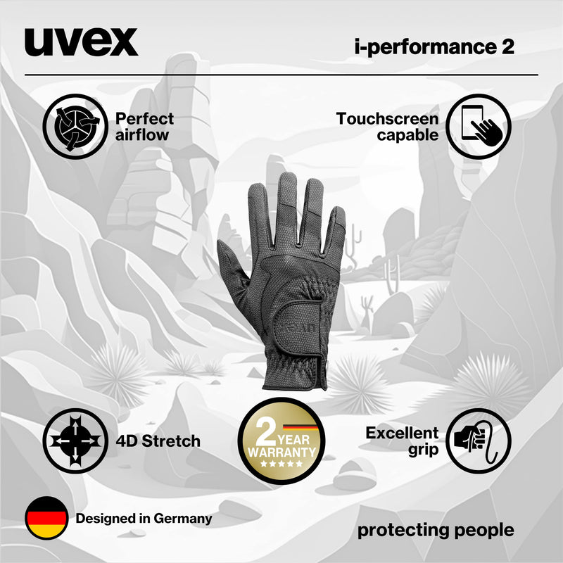 uvex i-Performance 2 Horse Riding Gloves, Stretchable, Breathable & Touchscreen Capable Equestrian Gloves with Extreme Durability for Women & Men black 11 - BeesActive Australia