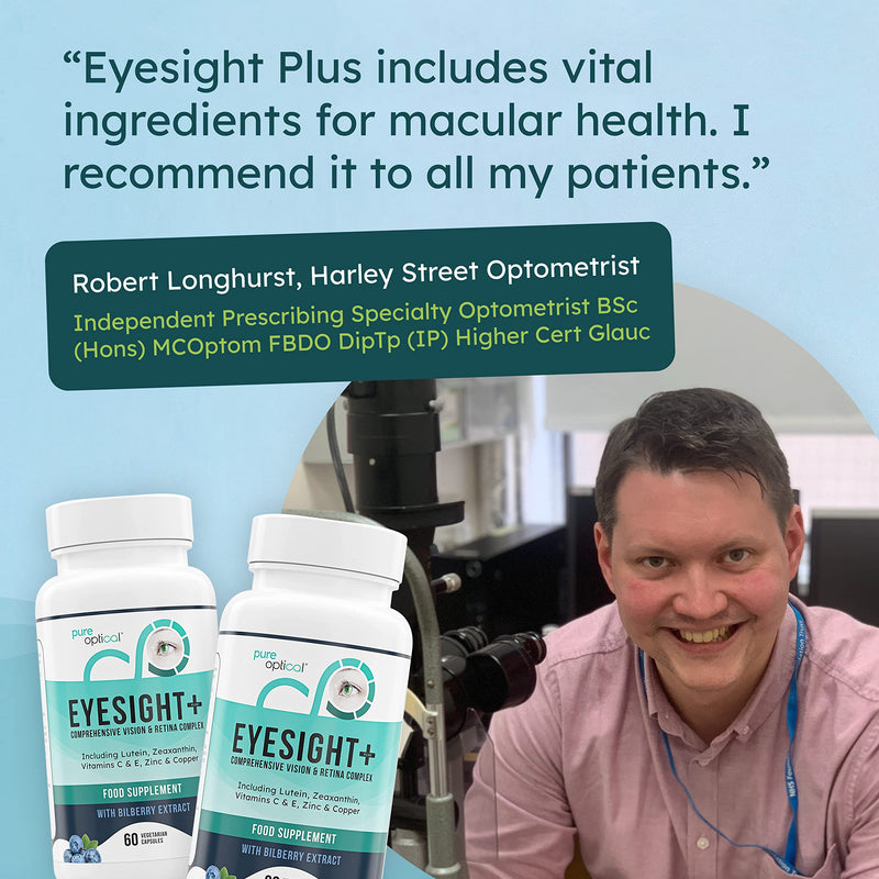 Eyesight Plus AREDS 2 Vitamins for Eyes - Lutein and Zeaxanthin Supplement - 60 AREDS 2 Eye Health Capsules - (Vegan) with Lutein, Zeaxanthin, Meso-Zeaxanthin, Bilberry, Zinc, Copper, Vitamins C & E - BeesActive Australia