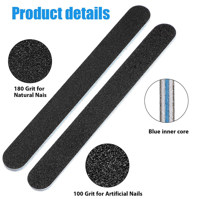 36 Pieces Nail Files Double Sided Emery Board Black and Blue Manicure Tool for Home and Salon Cosmetic Manicure Pedicure Use - BeesActive Australia