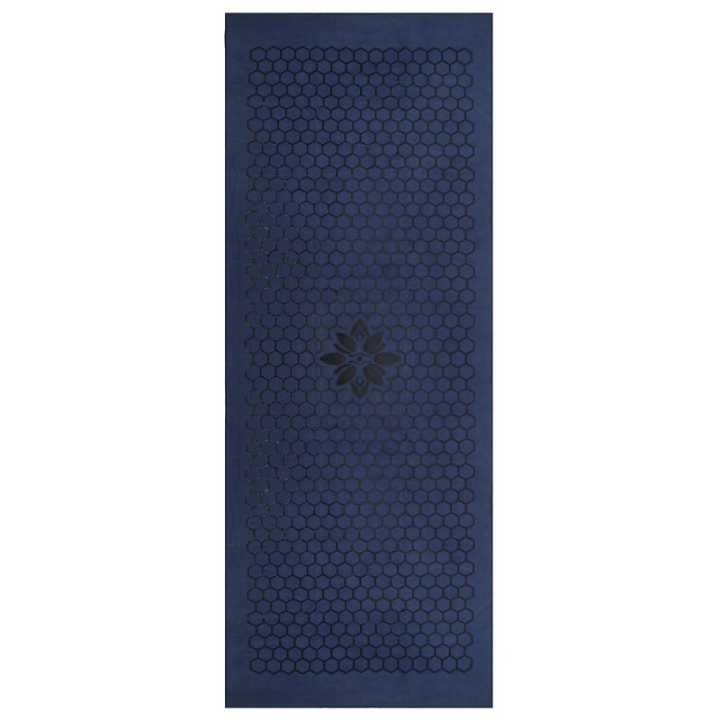 Yoga Mat Towel Non Slip, Clever Towel Smooth Two-Sided Skidless Design for Better Grip, Larger Size 73 x 26 inches, Soft Suede Microfiber Moisture Wicking Material, Mat Topper for Hot Yoga, Bikram Darkblue - BeesActive Australia