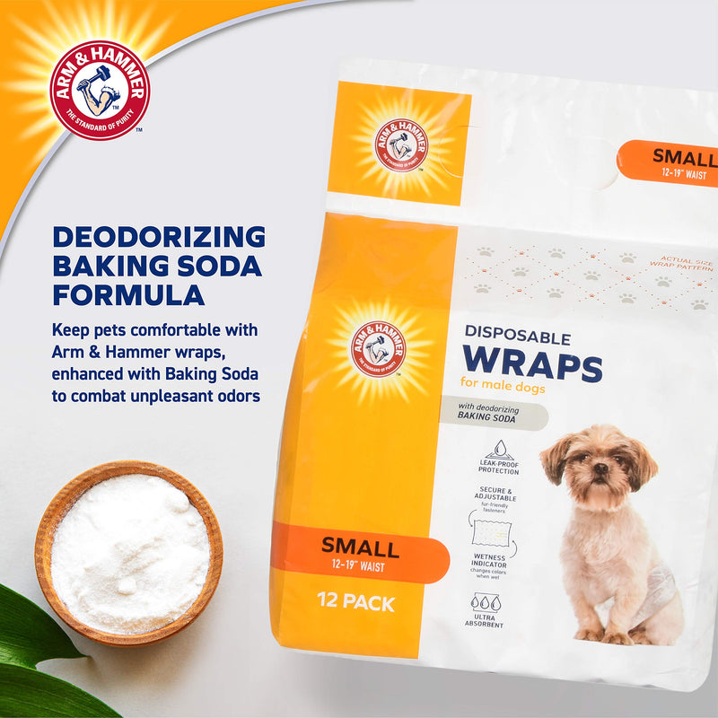 Arm & Hammer for Pets Dog Diapers, 12 Count-Ultra-Absorbent, Adjustable Dog Diapers with Leak-Proof Protection and Wetness Indicator-Male and Female Dog Wraps, Diapers for Pets from Arm and Hammer Male Small - 12 Count - BeesActive Australia