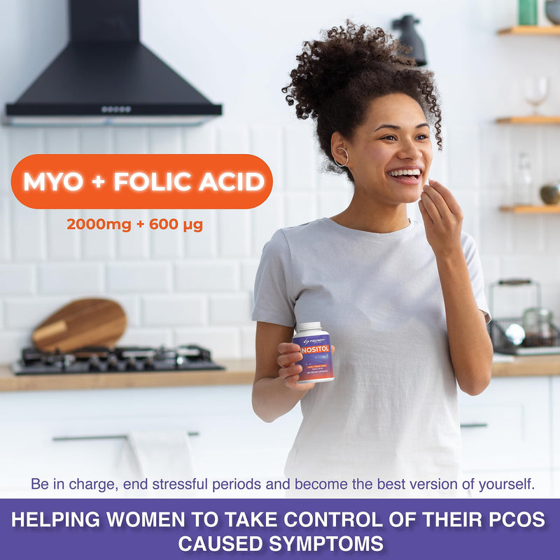 Myo-Inositol & Folic Acid | 2000mg Inositol | 180 Capsules | PCOS and Fertility Supplement | Vegan | FuelFinity� Superlative Manufacturing Standards | Capsule Format 180 count (Pack of 1) - BeesActive Australia
