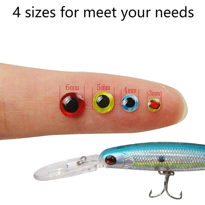 FUSIGO Fishing Eyes for Lures, 3D/4D/5D Realistic Artificial Holographic Fake Eye for Fly Tying Lures Crafts DIY Fishing Tool 3D Lure Eyes 915pcs-3/4/5/6mm (5 pack) - BeesActive Australia