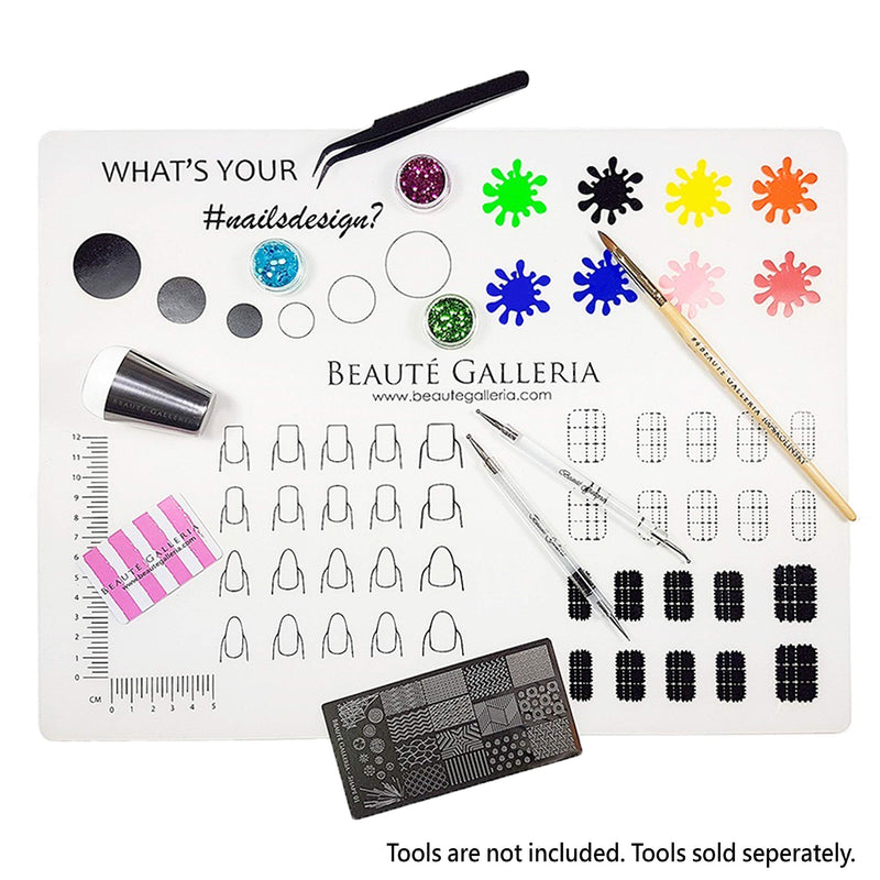 Beaute Galleria Rollable Silicone Nail Art Stamping Mat for Reverse Stamping, Nail Decals Practice Washable Mess-Free Manicure Mat - BeesActive Australia