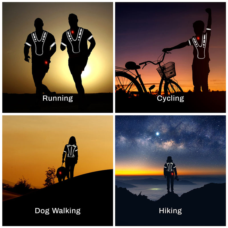 Reflective Running Gear Safety Bundle - Reflective Vest + LED Safety Light (2 Pack) + Reflective Bands | Running Accessories, Cycling, Hiking and Reflective Walking Gear for All Outdoor Adventures - BeesActive Australia