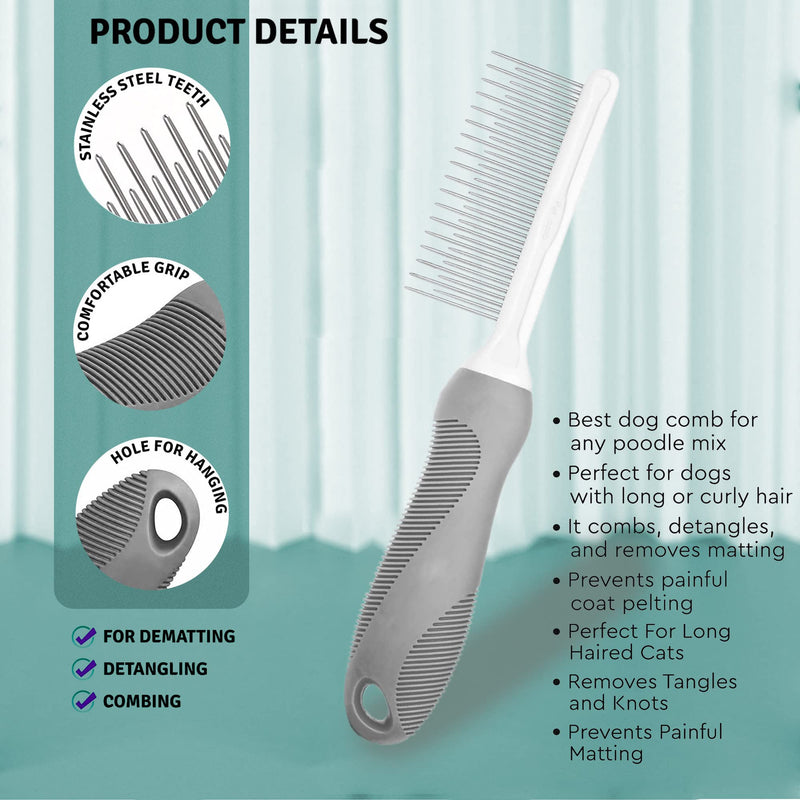 SKYPIA 2 Pcs Dog & Cat Combs For Home Grooming Massage Kit – 2-IN-1 Detangler Brush with Massaging Shell Comb For Long & Curly Hair, Removes Knots, Mats and Tangles Pet Hair Remover Soft Dematting and Deshedding For Dog Puppy Rabbit (Blue) Blue - BeesActive Australia