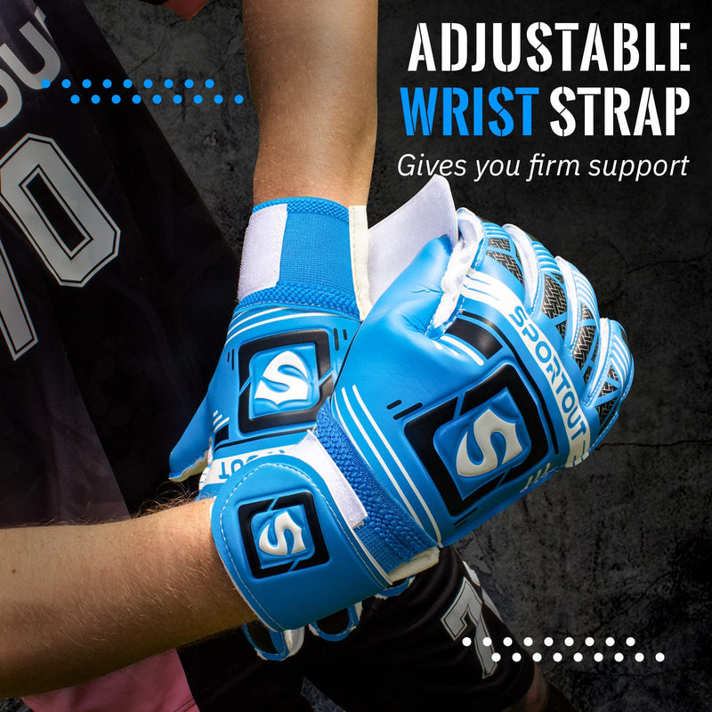 Sportout Goalie Gloves, Goalkeeper Gloves with Fingersave, Soccer Gloves, Breathable Soccer Goalie Gloves, 4mm Latex, for Kids Youth and Adult Blue2 8 - BeesActive Australia