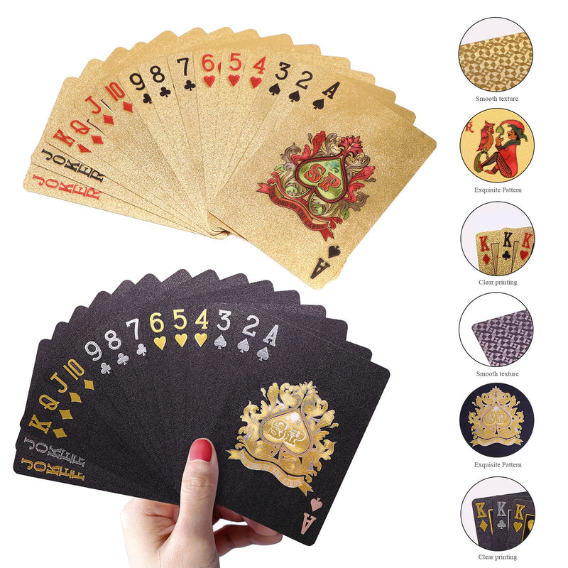 2 Decks Plastic Playing Cards Waterproof Playing Card, PVC Card Deck for Game and Party.(Black and Gold) If-3erk-s5os - BeesActive Australia