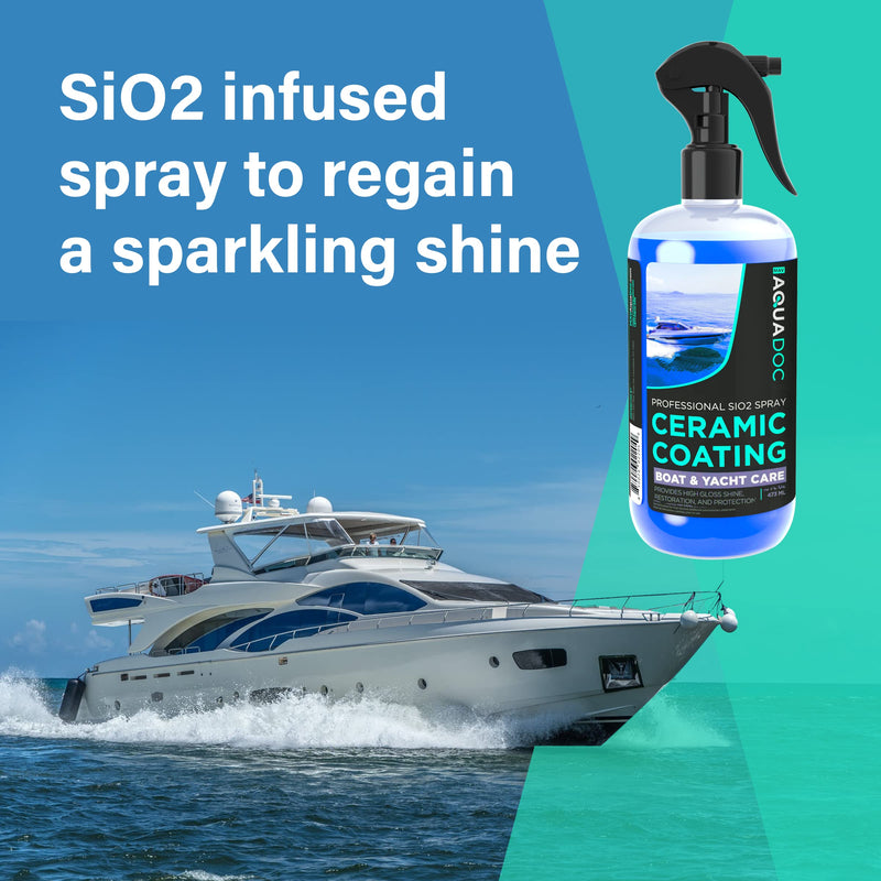 Boat Cleaner Wax - Ceramic Sio2 Sealant & Boat Ceramic Coating Spray, Exterior Boat Cleaner - Water Spot Remover, Boat UV Protectant Spray & Marine Wax for Boats to get a Glossy Shine - AquaDoc 16oz - BeesActive Australia