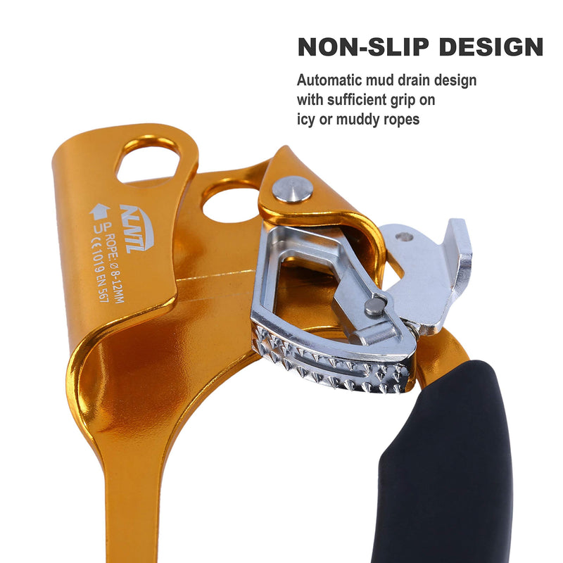 WILDKEN Climbing Hand Ascender Outdoor Mountaineering Tree Arborist Climbing Rappelling Equip Hand Ascender for 8-12MM Rope Left Right Hand Ascender Orange - Right - BeesActive Australia
