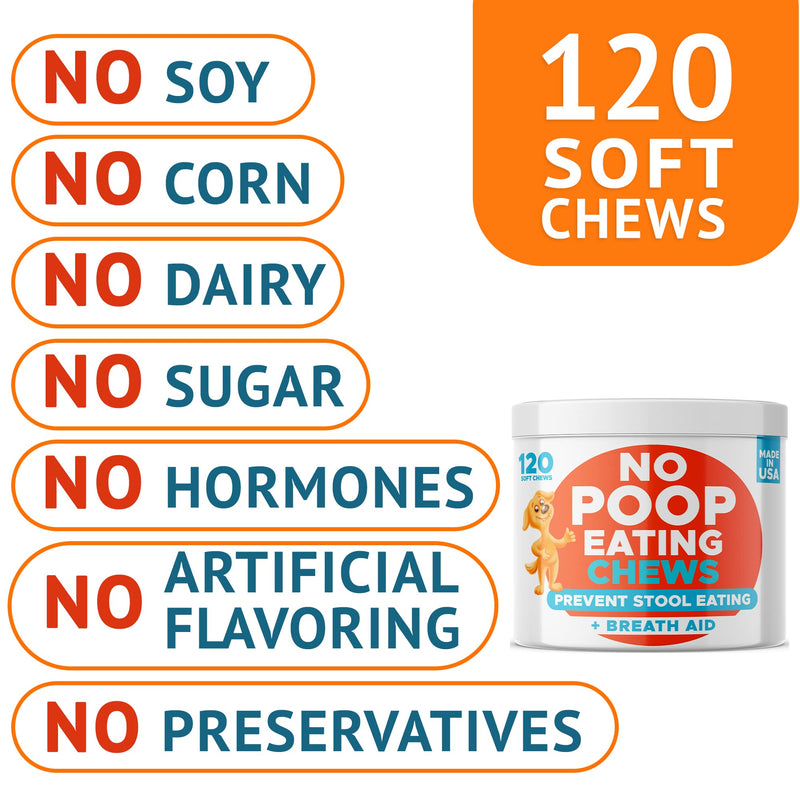 GOODGROWLIES Chew NO PОO - Coprophagia Treatment for Dogs - Prevent Dog Poop Eatng - Natural Stool Eating Dеterrent + Breath Aid - Probiotics & Digestive Enzymes - Boosts Gut Health - Made in USA Chicken 120 chews - BeesActive Australia