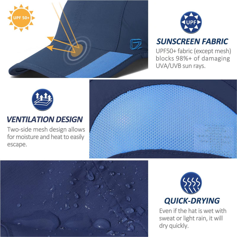 GADIEMKENSD Outdoor Running Hat Unstructured Sports Cap Quick Dry Mesh for Adults Navy 7-7 1/2 - BeesActive Australia