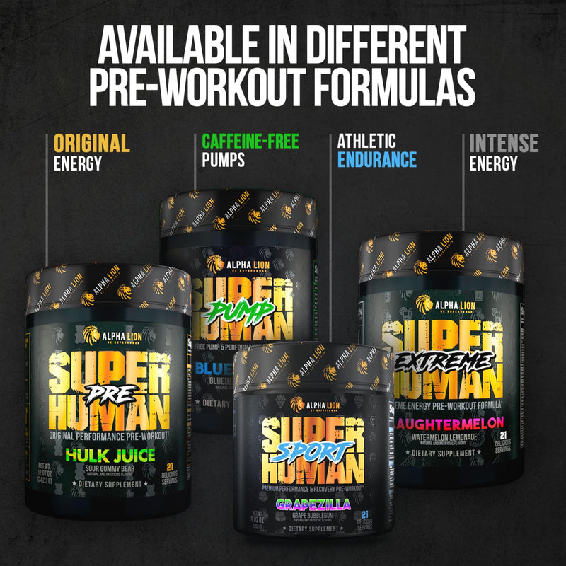 ALPHA LION Superhuman Burn 2-in-1 Metabolism Booster Pre Workout, Weight Loss Supplement, Appetite Suppressant, Fat Loss Support, Energy & Focus Powder (21 Servings, Blue Gummy Bear Flavor) Smurf Juice - BeesActive Australia